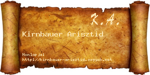 Kirnbauer Arisztid névjegykártya